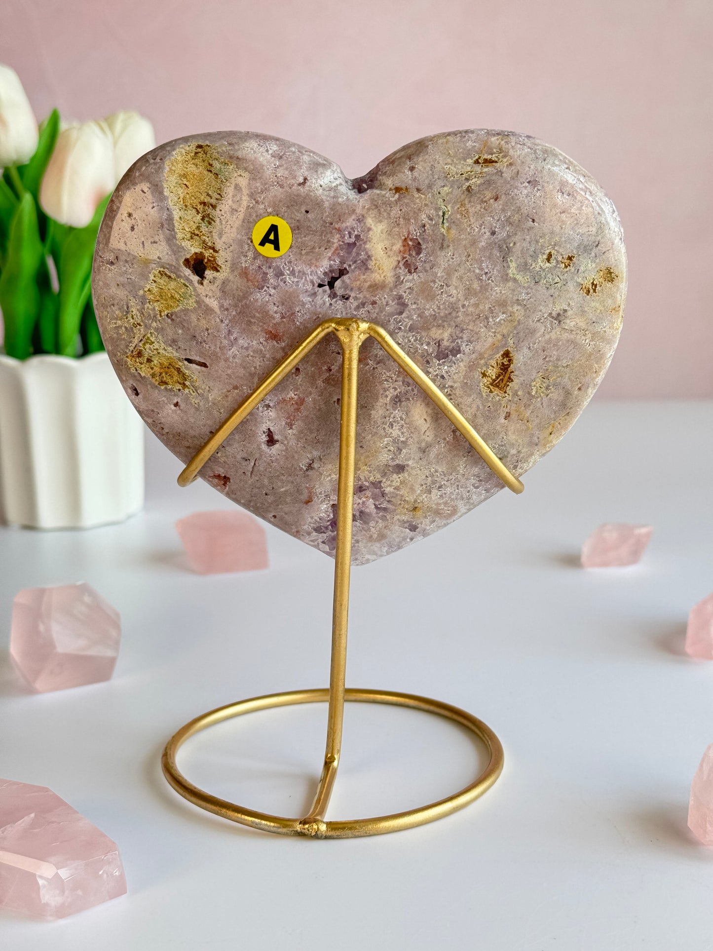 Beautiful Pink Amethyst Heart with Druzy