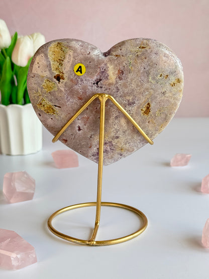 Beautiful Pink Amethyst Heart with Druzy