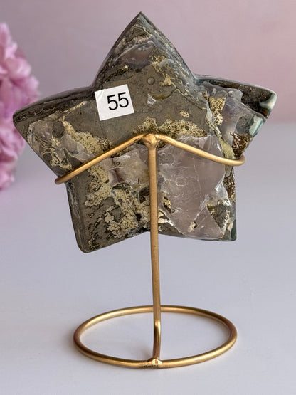 Amethyst Druzy Star on Gold Stand