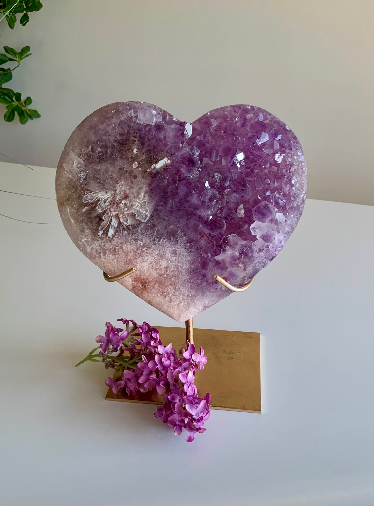 Rare Amethyst in Pink Amethyst Heart — Statement Piece
