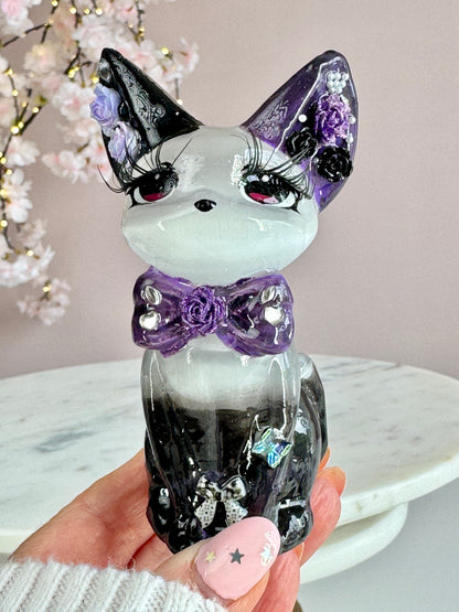 Hand Painted Satin Spar Luna Cat