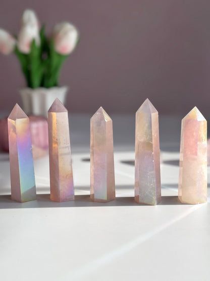 Angel Aura Rose Quartz Point