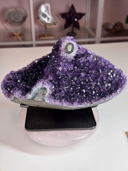 Uruguayan Amethyst Statement Piece with Stalactite Eye | Custom Stand