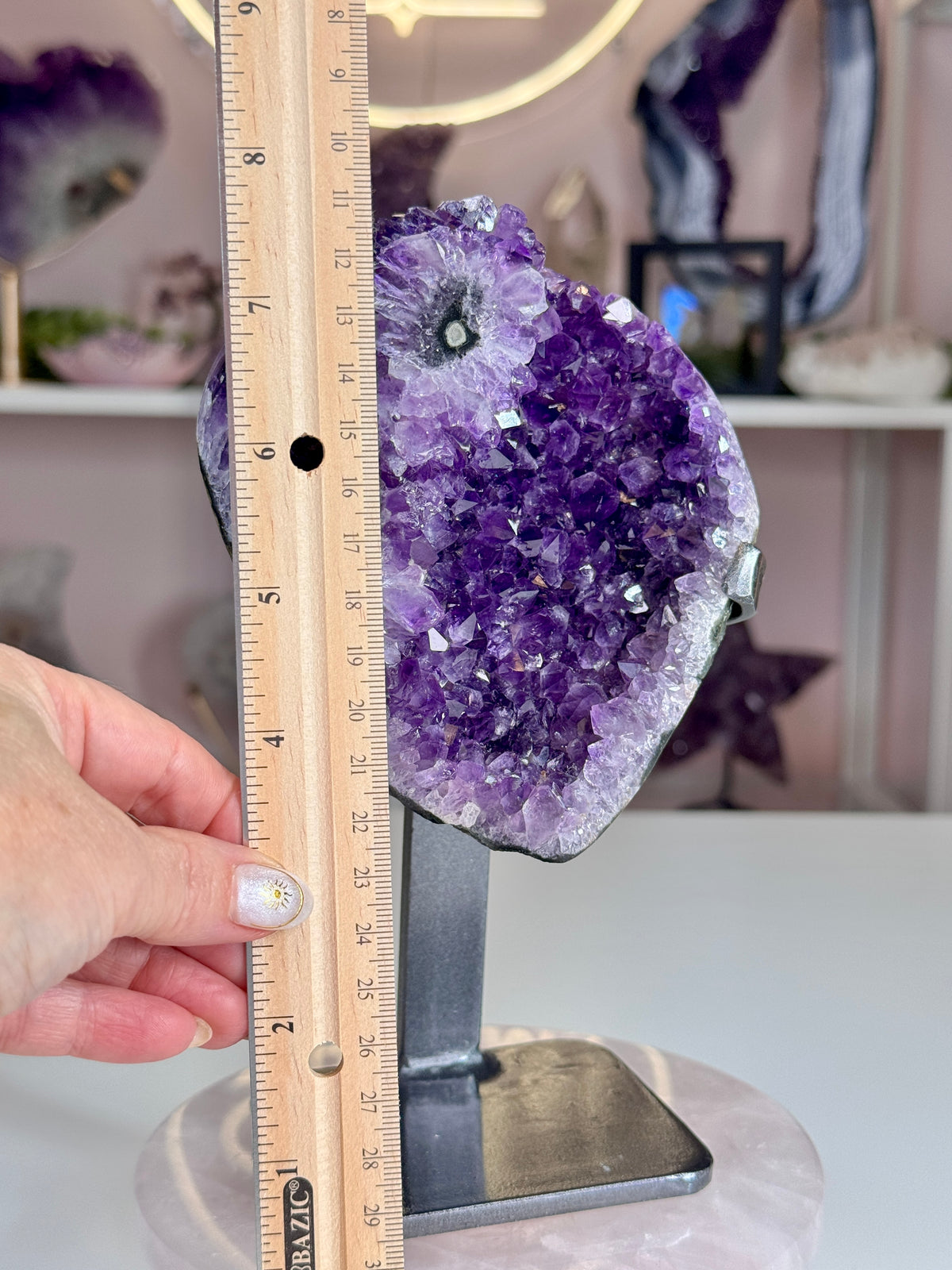 Uruguay Amethyst with Stalactite Flower on Custom Stand