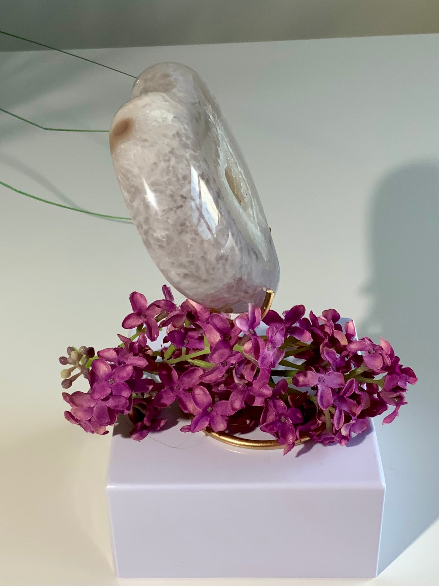 Agate heart with druzy