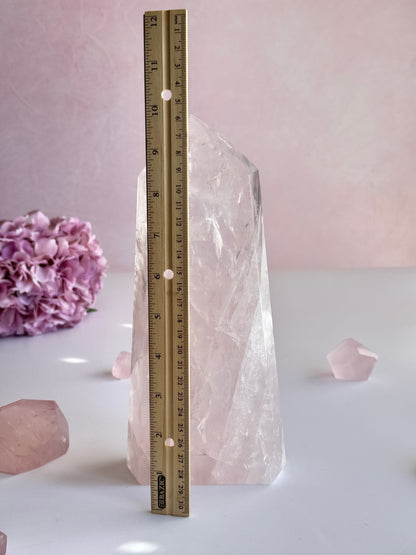 💗 Beautiful Icy Rose Quartz Tower | One-of-a-Kind Statement Piece