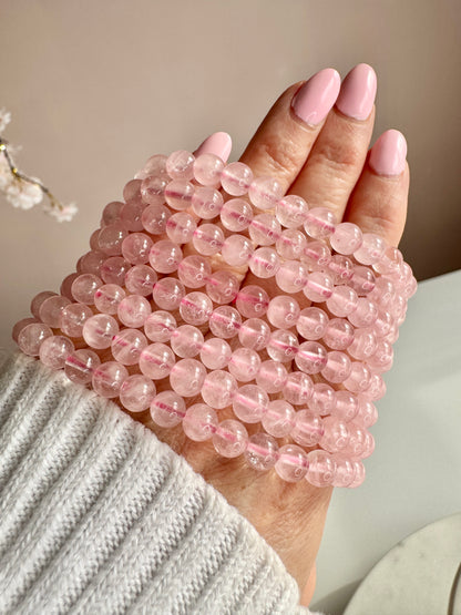 Rose Quartz Stacking Bracelet Set of 3 – 6mm Beads