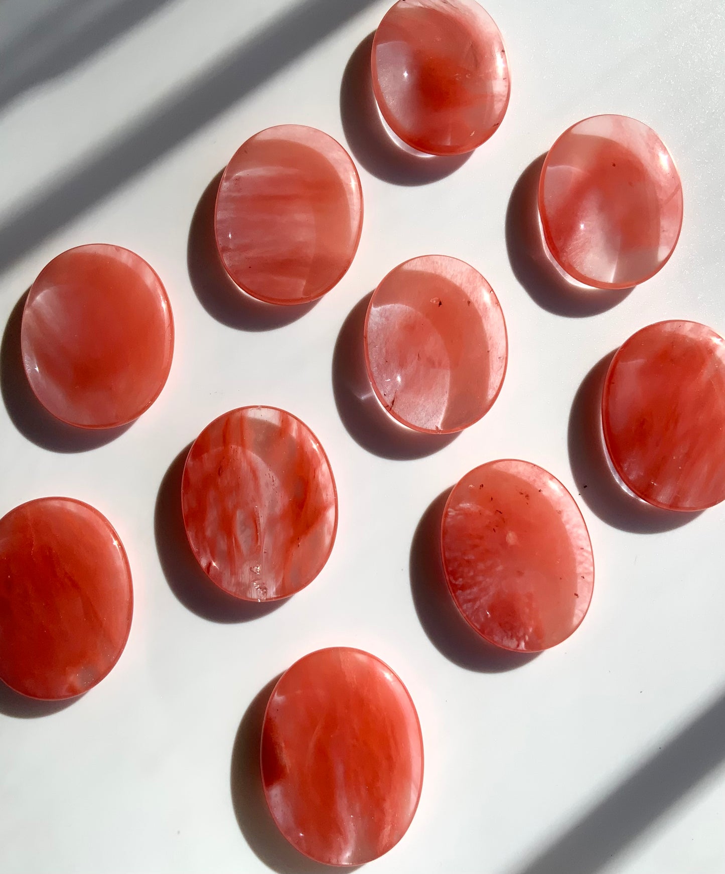 Strawberry Quartz Flat Pocket Stone
