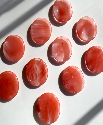 Strawberry Quartz Flat Pocket Stone