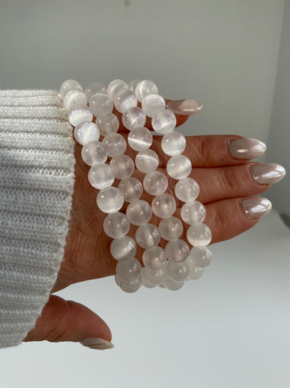 Satin Spar Selenite Bracelet – Clarity & Calm Crystal Jewelry