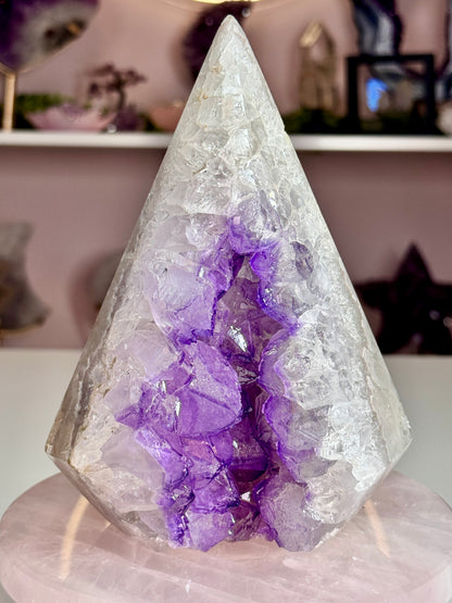 Amethyst & Agate Druzy Pyramid | Purple Crystal Pocket with Sugary Sparkle ⭐
