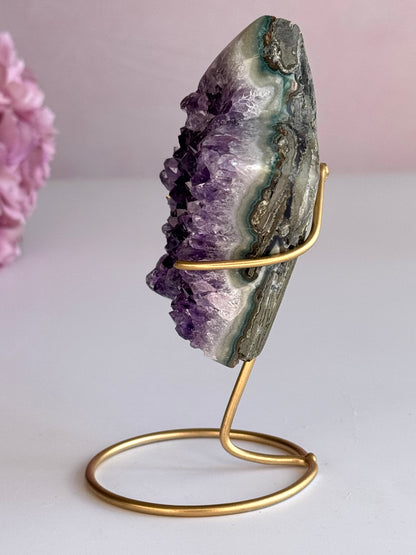 Amethyst Druzy Star on Gold Stand