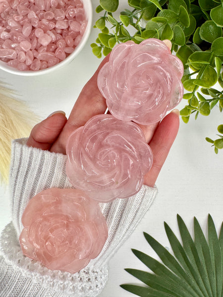 Rose Quartz Rose Carving