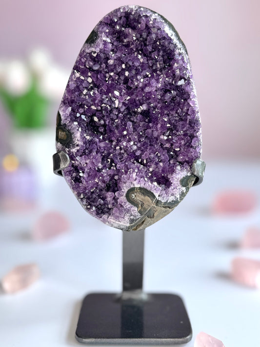 Amethyst Cluster from Uruguay on Custom Stand
