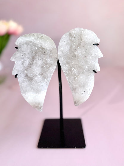 White Amethyst Druzy Angel Wings