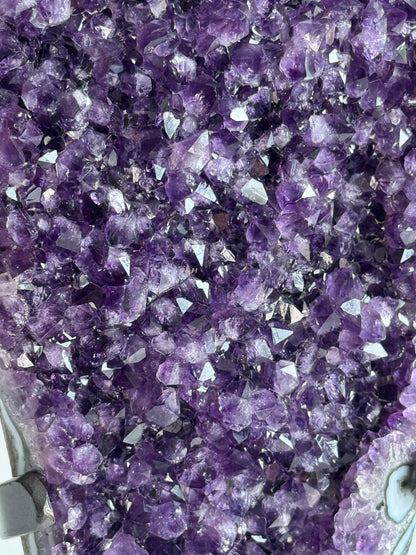 Natural Uruguay Amethyst Angel Wing on Custom Stand | Deep Purple Druzy Statement Crystal | 13" Tall | 6.6 lb
