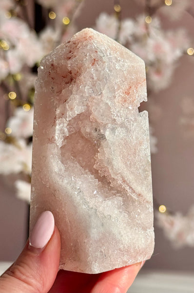 Soft Blush Pink Amethyst Druzy Tower