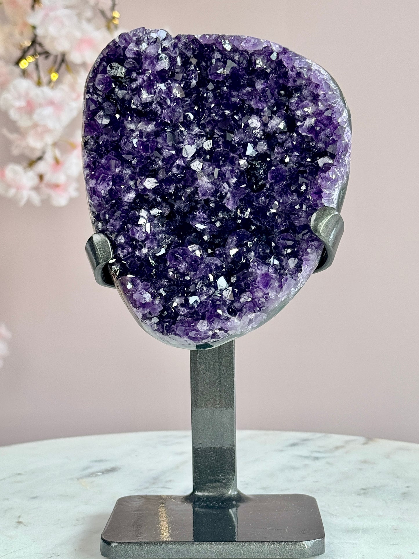 Uruguay Amethyst Druzy Cluster on Custom Stand