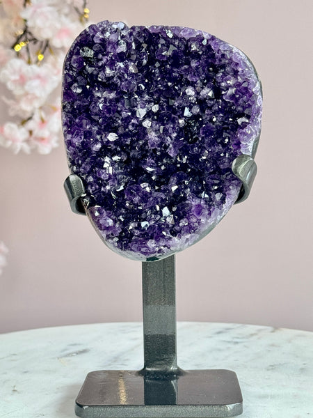 Uruguay Amethyst Druzy Cluster on Custom Stand
