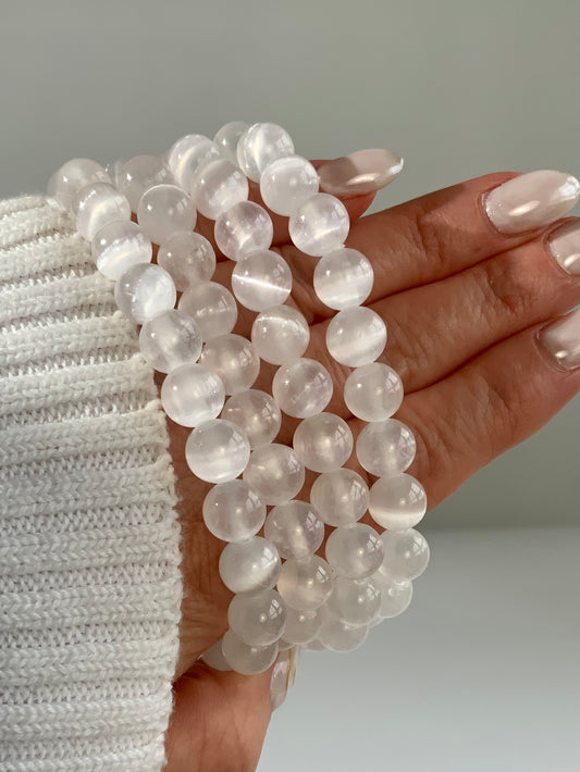 Satin Spar Selenite Bracelet – Clarity & Calm Crystal Jewelry
