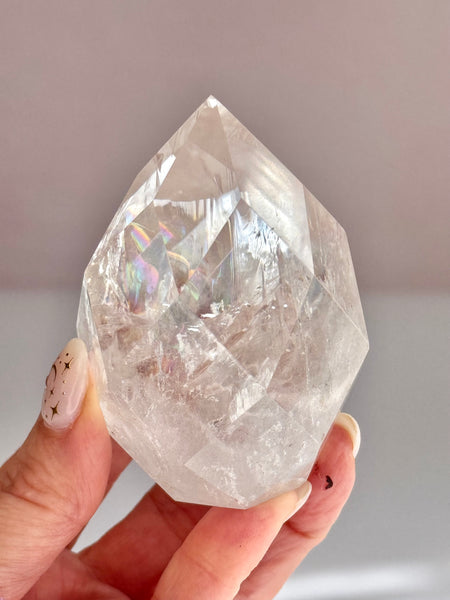 Rainbow Lemurian Faceted Freeform • Prism Cut Quartz with Flashing Rainbows