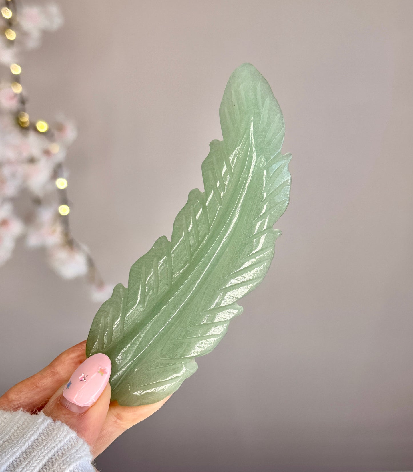 Hand Carved Crystal Feather | Natural Crystal Feather Carving | Rose Quartz, Sodalite, Moss Agate, Golden Healer