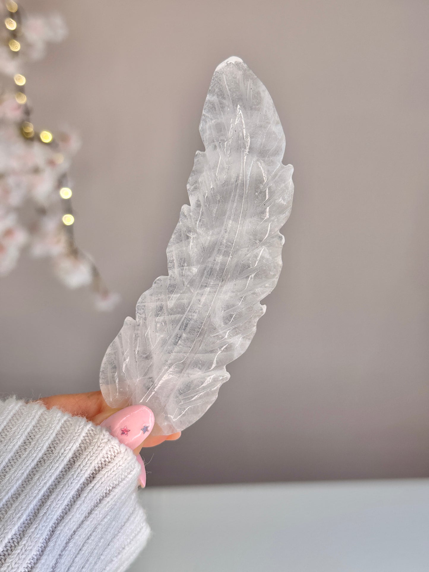 Hand Carved Crystal Feather | Natural Crystal Feather Carving | Rose Quartz, Sodalite, Moss Agate, Golden Healer
