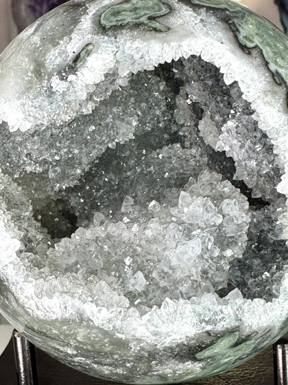 Large Uruguay Green Amethyst Druzy Sphere