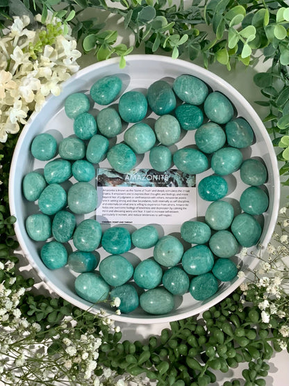 Amazonite Tumbled Stone – Calming &amp; Communication Crystal