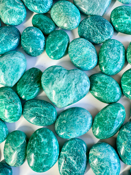 Amazonite Palm Stones | Deep Teal & Emerald Green | Intuitively choosen