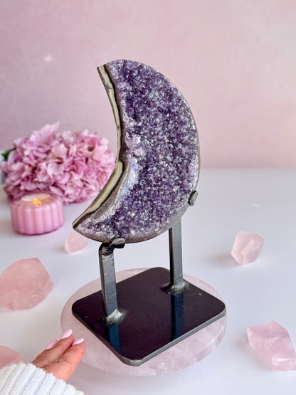 Amethyst Moon on Custom Stand