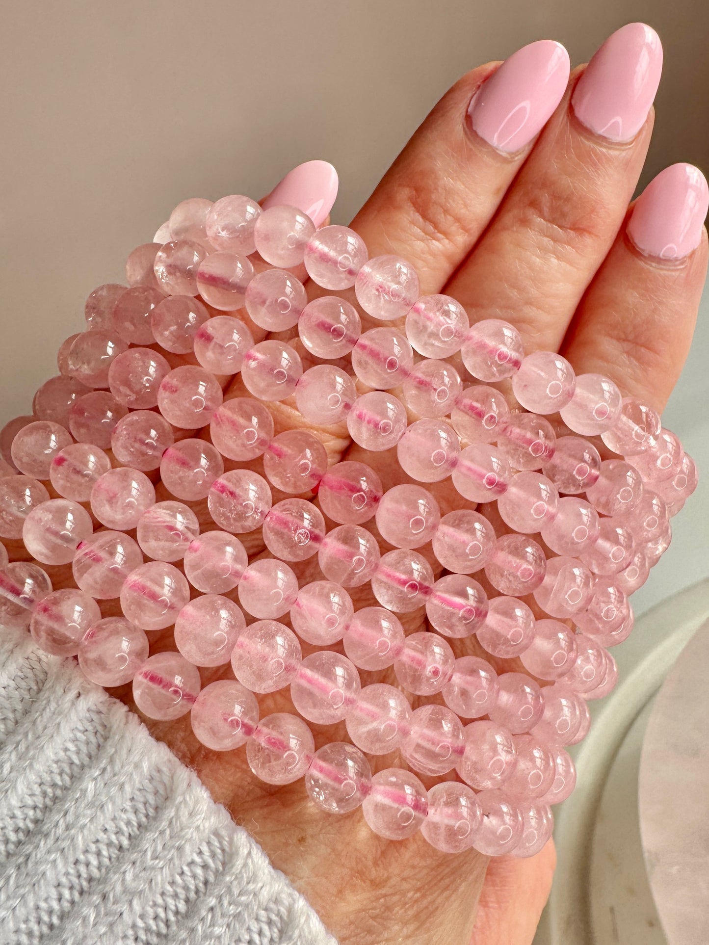 Rose Quartz Stacking Bracelet Set of 3 – 6mm Beads