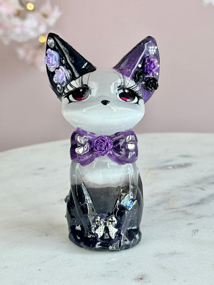 Hand Painted Satin Spar Luna Cat