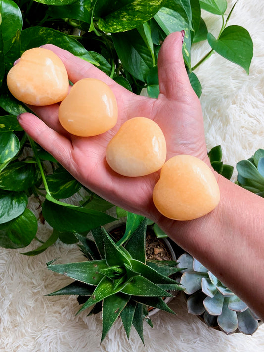 Orange calcite heart