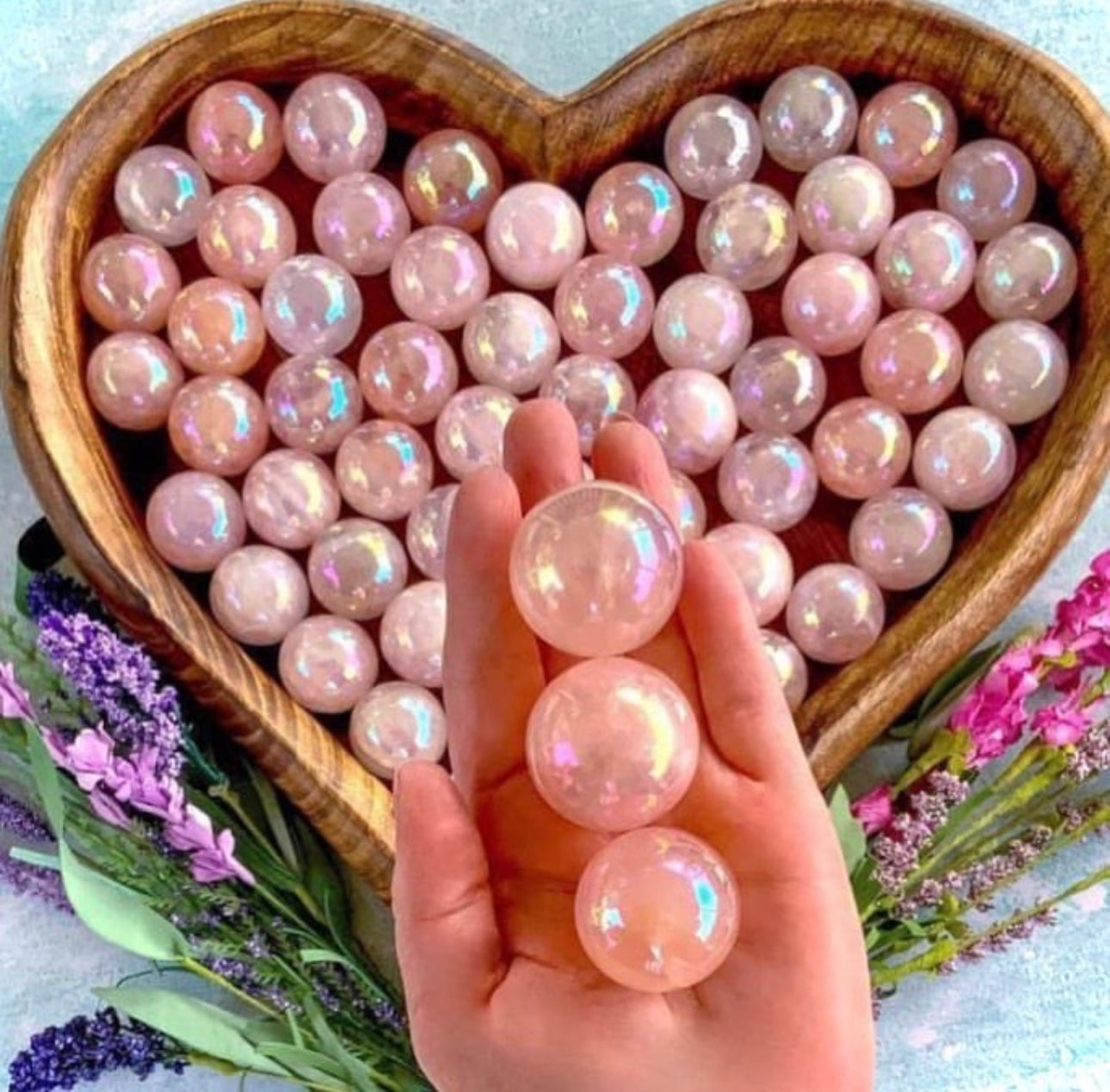 Aura Rose Quartz Sphere – Angel Aura Love Crystal for Heart Healing & Peace