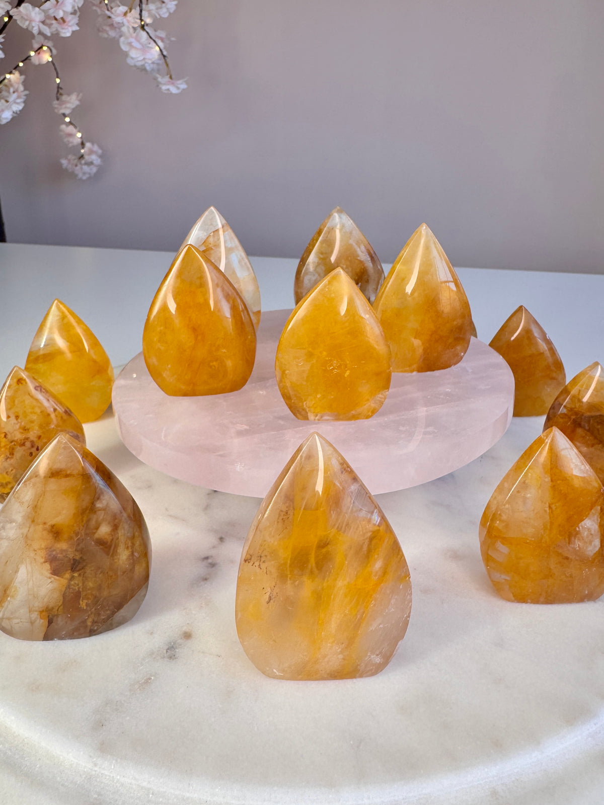 Golden Healer Quartz Mini Flames | Golden Crystal Carvings