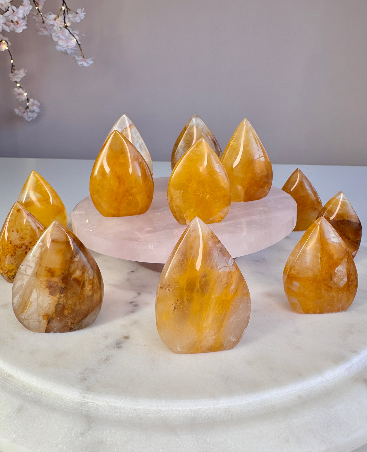 Golden Healer Quartz Mini Flames | Golden Crystal Carvings