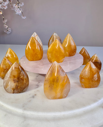 Golden Healer Quartz Mini Flames | Golden Crystal Carvings