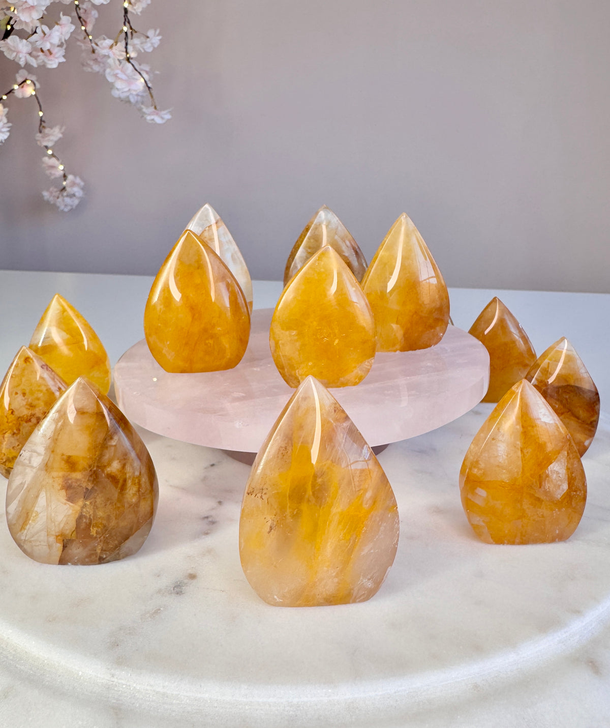 Golden Healer Quartz Mini Flames | Golden Crystal Carvings