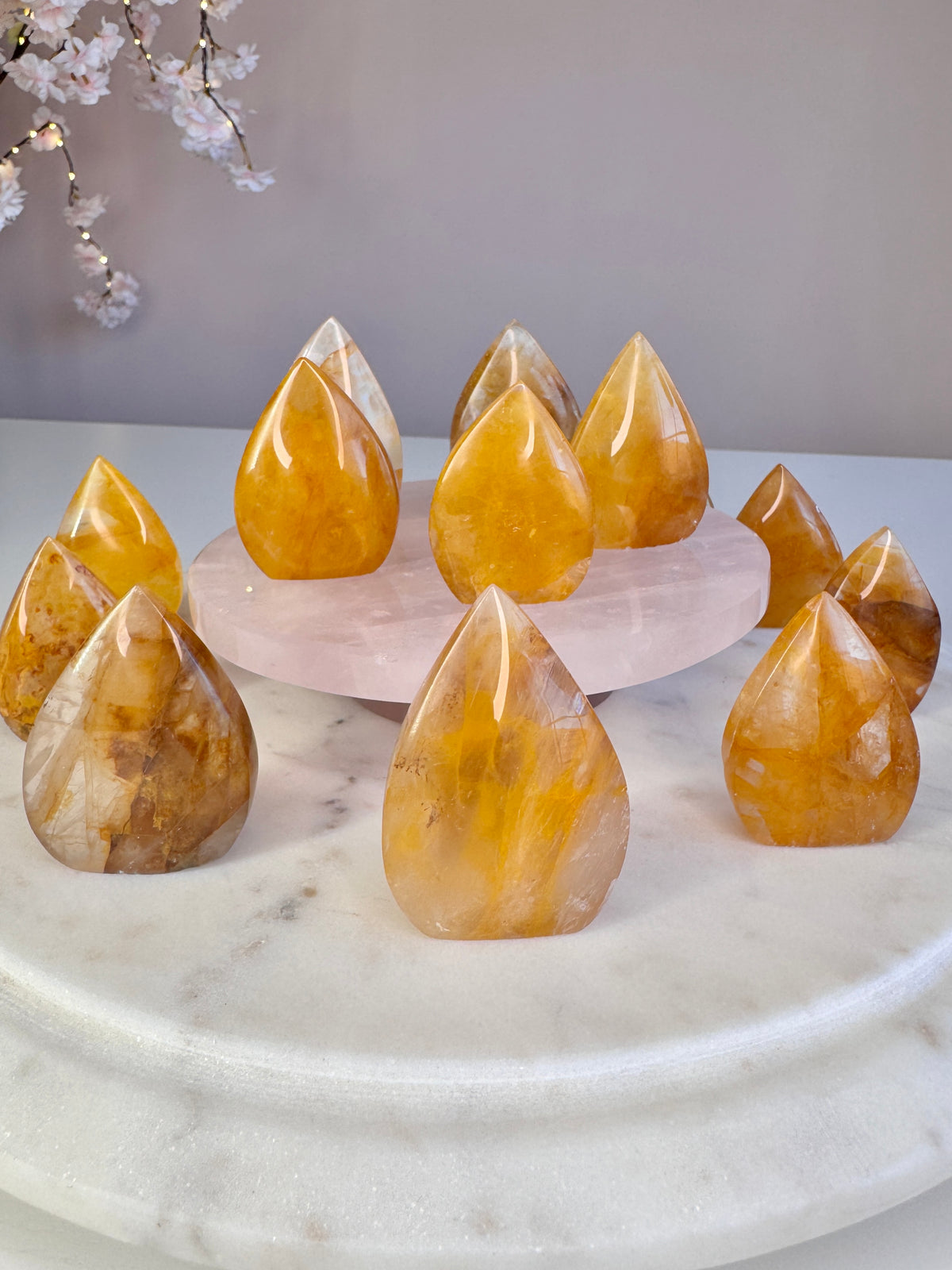 Golden Healer Quartz Mini Flames | Golden Crystal Carvings