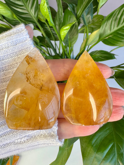 Golden Healer Quartz Mini Flames | Golden Crystal Carvings