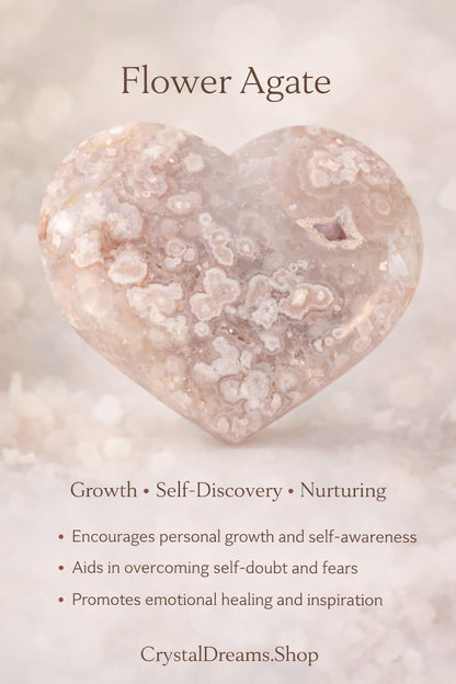 Flower Agate Heart – Growth & Emotional Healing