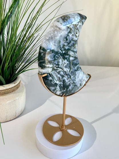 Beautiful Moss Agate Moon -03