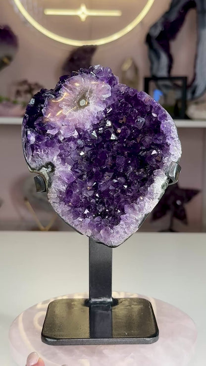 Uruguay Amethyst with Stalactite Flower on Custom Stand