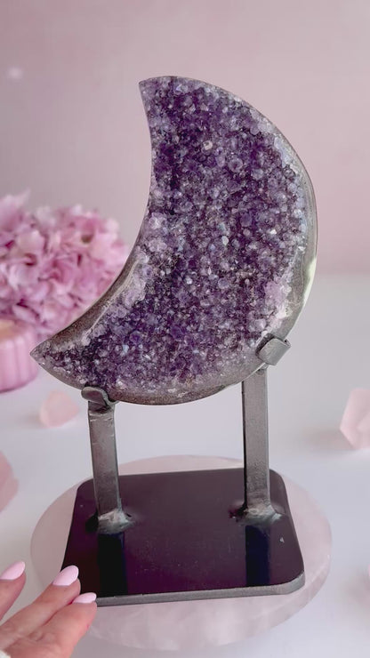 Amethyst Moon on Custom Stand