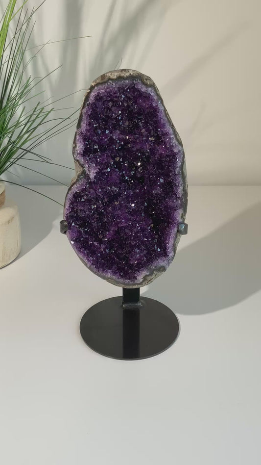 Stunning Deep Uruguay Amethyst Statement Piece on Custom Stand