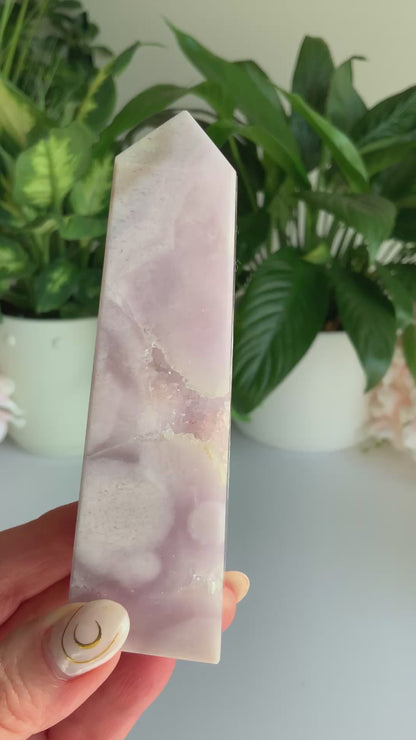 Lavender Pink Flower Agate Tower