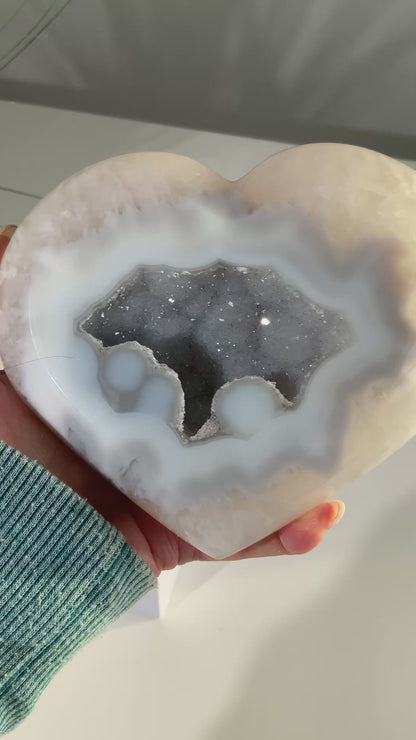 Sugar Druzy Agate Heart