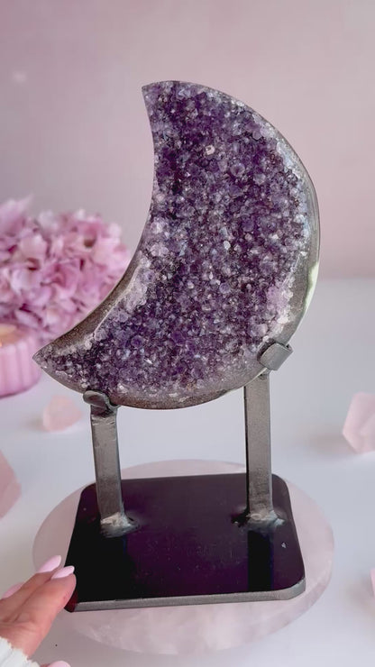 Amethyst Moon on Custom Stand