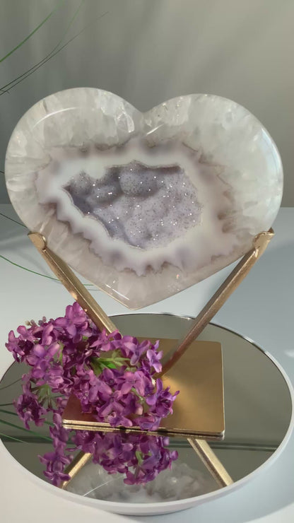 Sugar druzy agate heart